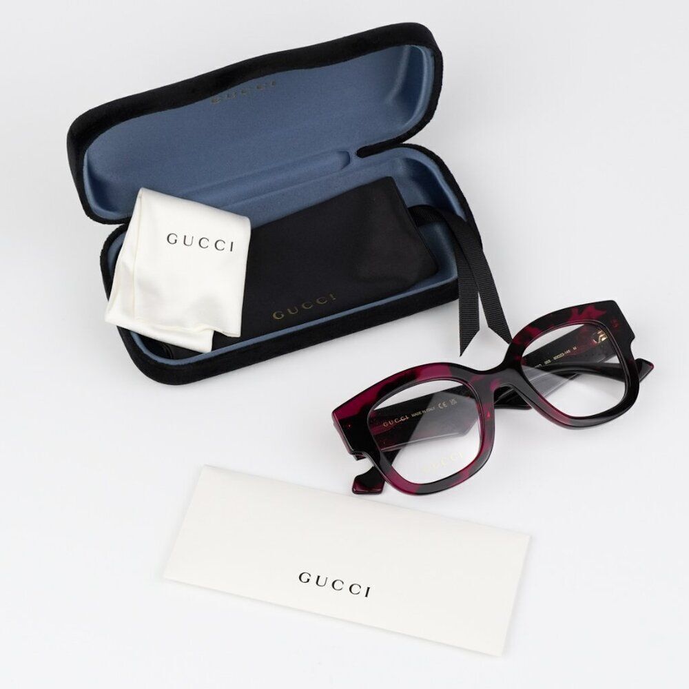 NEW Gucci GG1423O 003 Fuchsia Havana Women Square Eyeglasses GG 1423O - Picture 10 of 11